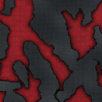 Cinder camo in Black Ops 7 — charred gray layer torn open over a red grid