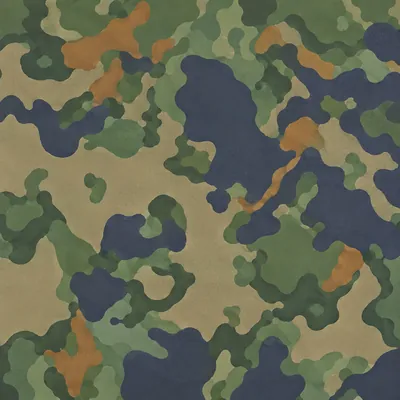 Foliage camo in Black Ops 7 — soft-edged green and khaki blobs with navy and orange accents