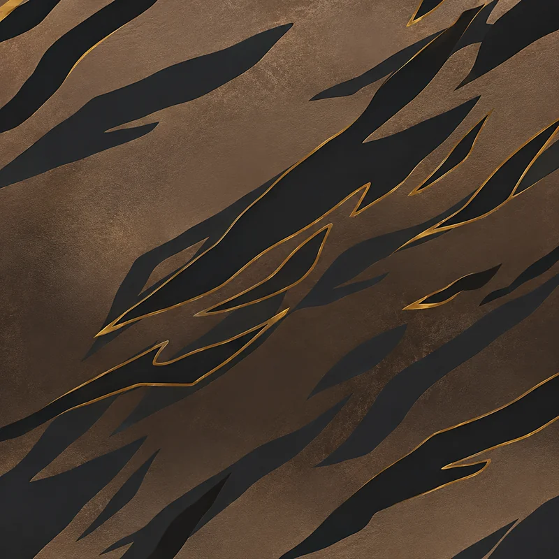 Hunter camo in Black Ops 7 — bronze tiger stripes with gold-edged black slashes