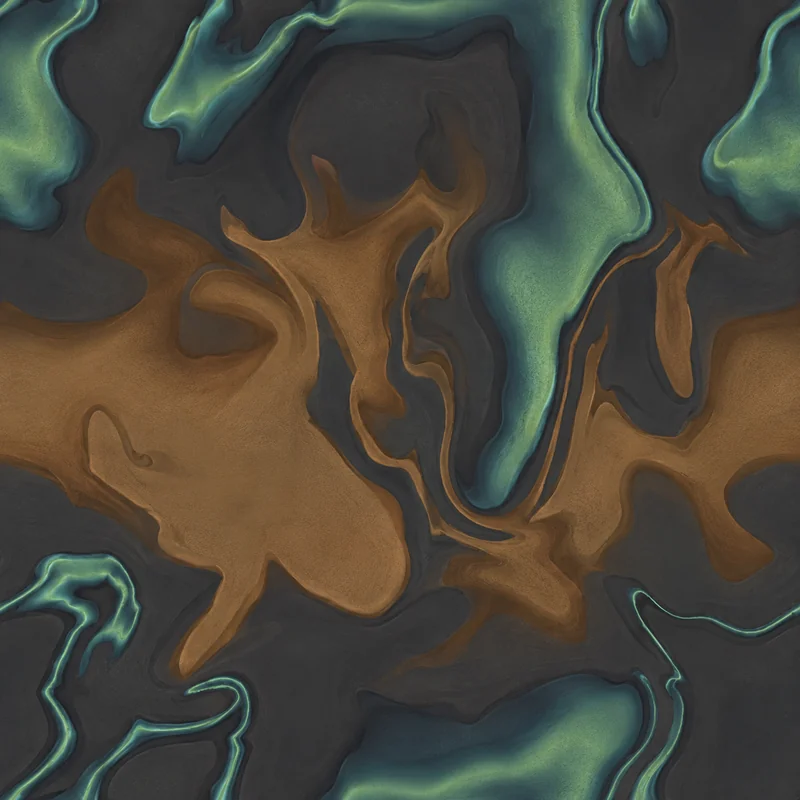 Mire camo in Black Ops 7 — copper and teal swirls over a wet black base