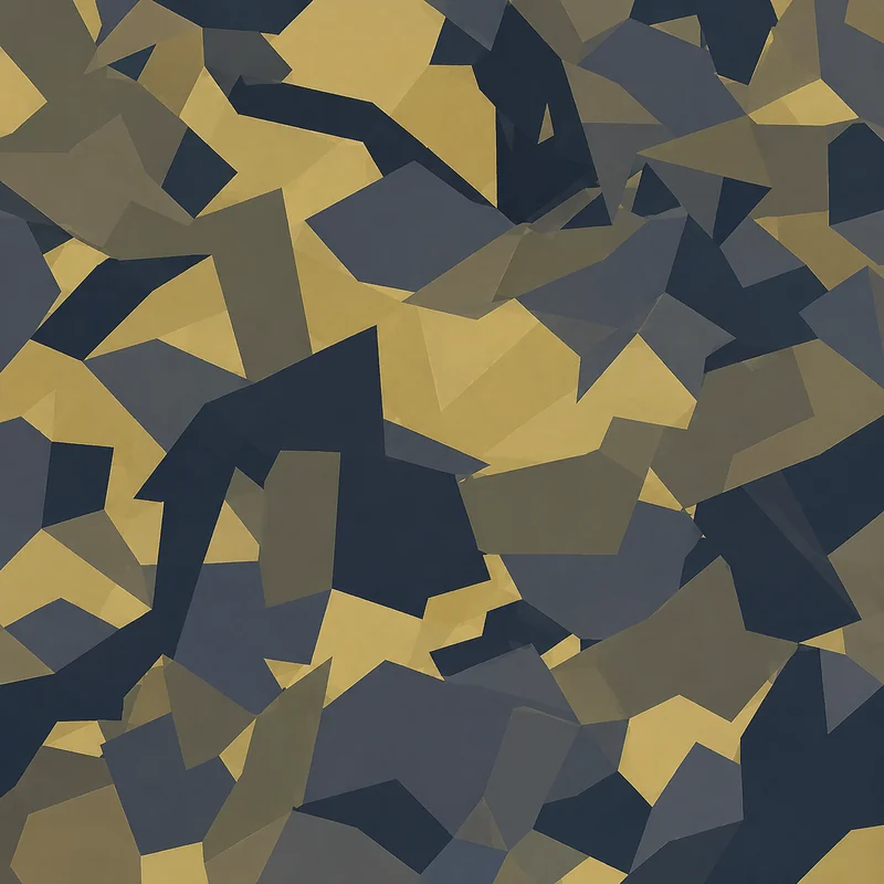 Plateau camo in Black Ops 7 — angular navy, tan and olive splinter pattern