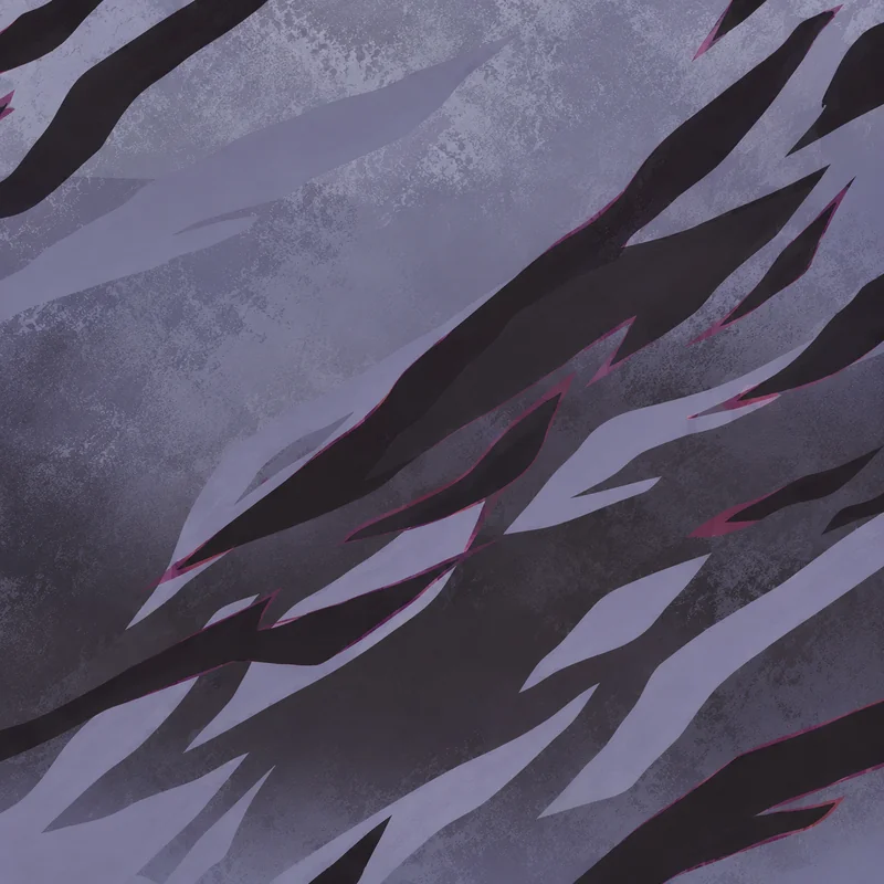 Skulk camo in Black Ops 7 — black tiger stripes edged in magenta over lavender gray