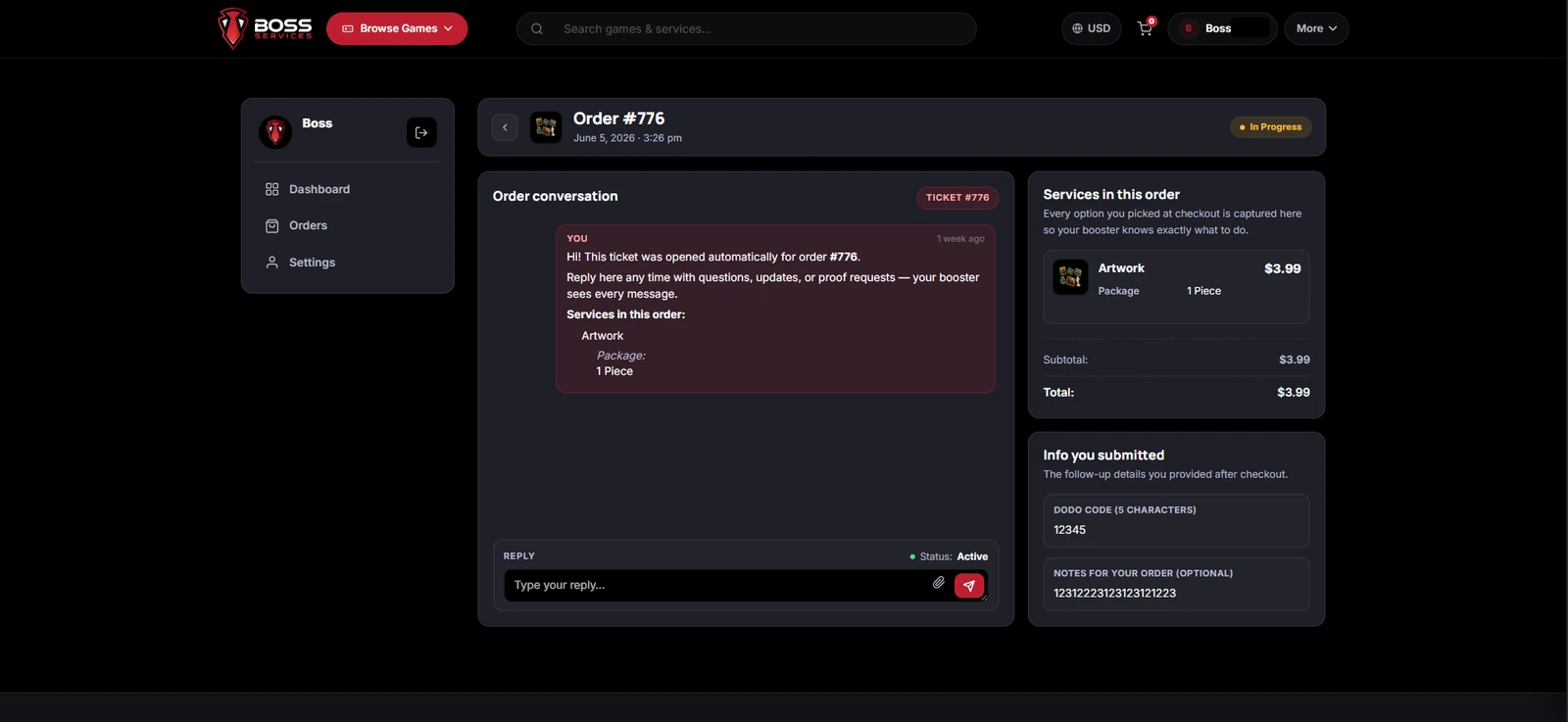 Step 4 — track your order and confirm completion