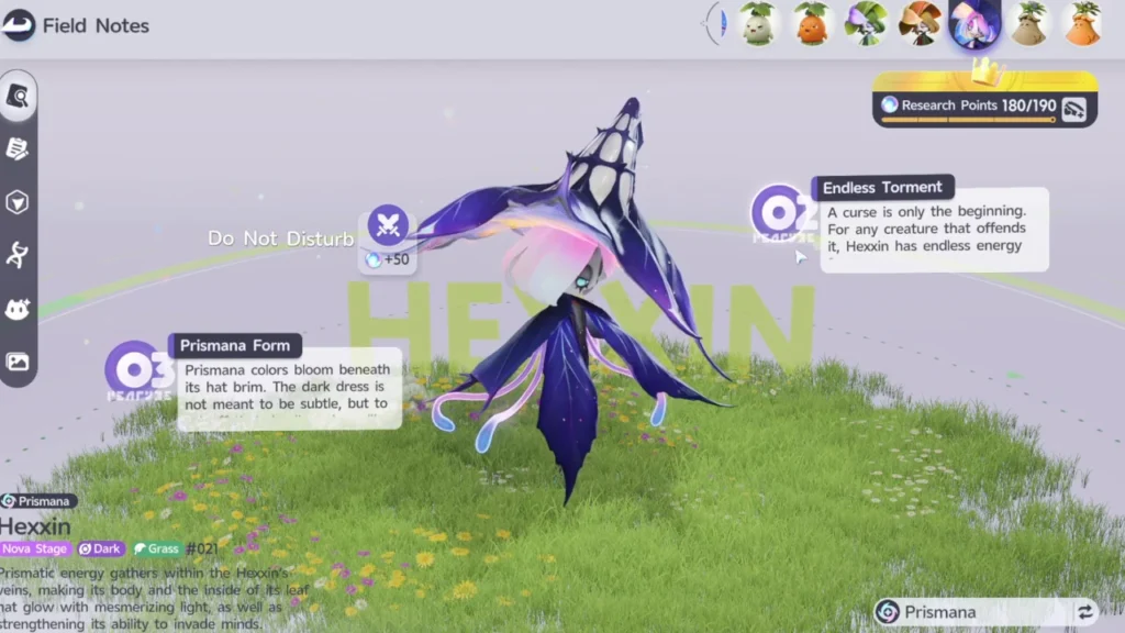 Aniimo Field Notes showing Hexxin and the Prismana Form label.